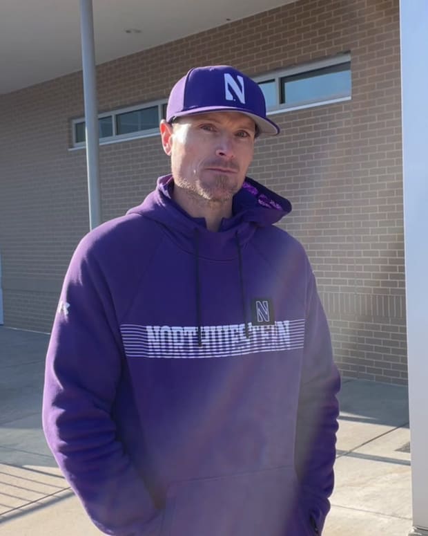 Northwestern Baseball's Josh Reynolds addresses the media after doubleheader split with Penn State